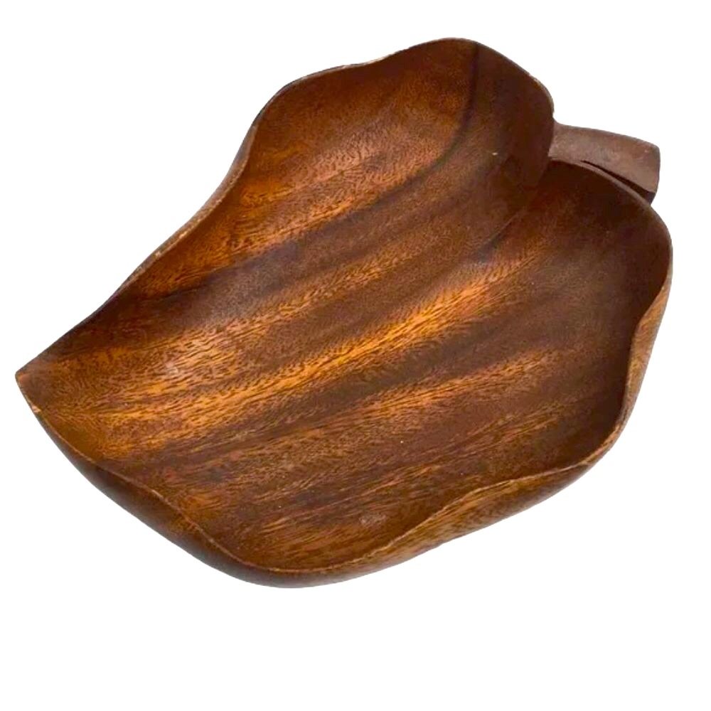 Monkey Pod Wood Carved Leaf Shape Bowl